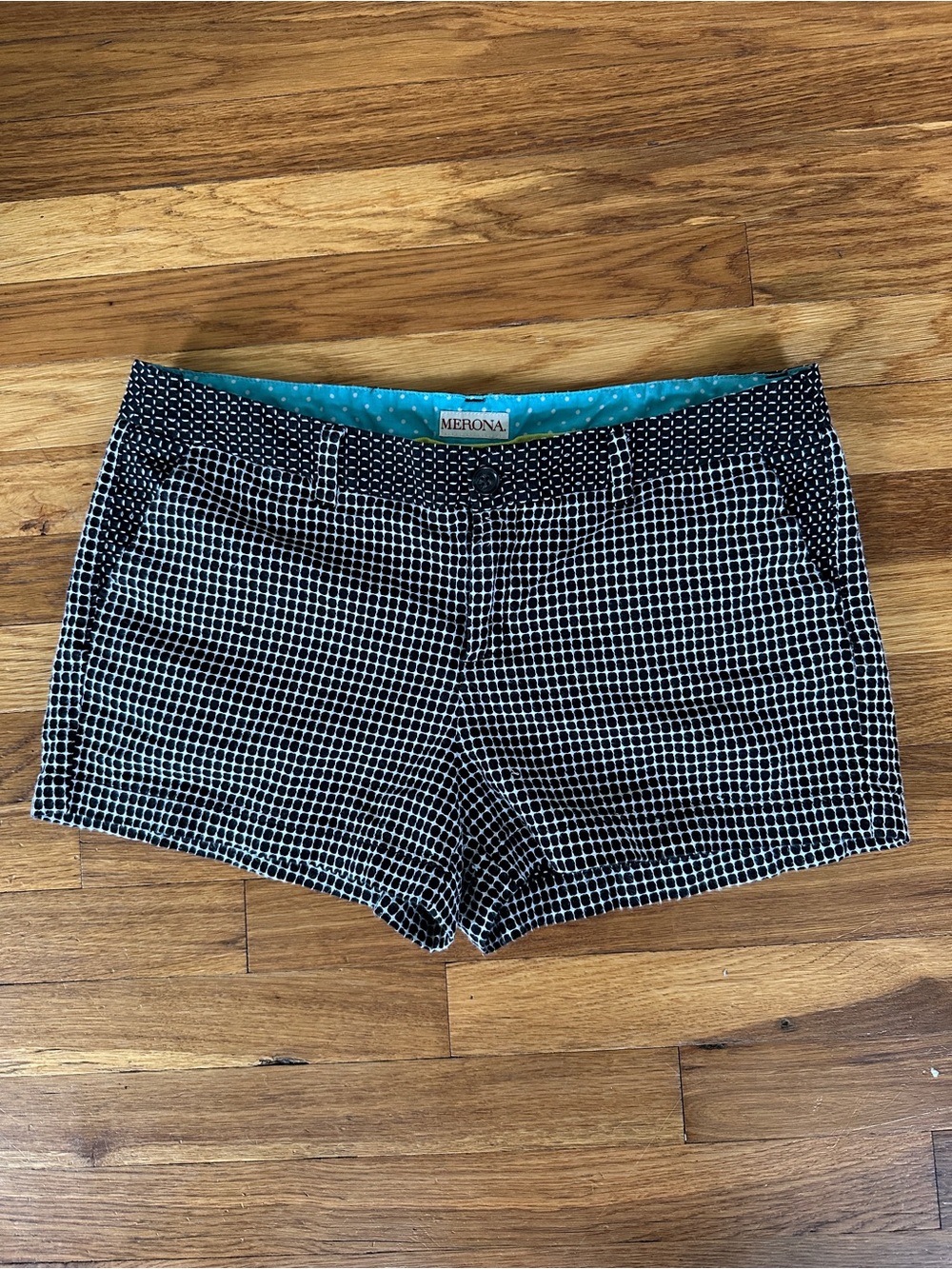 Merona Black & White Grid Print Chino Shorts women’s 12